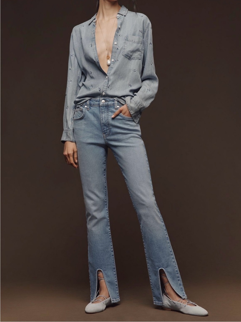 NWT Anthropologie Pilcro High-Rise Front-Split Jeans Size 28